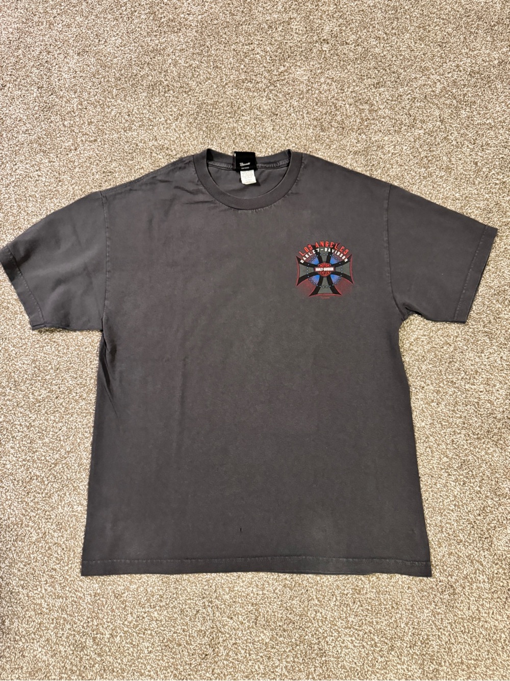 Harley-Davidson Black Short-Sleeve Crewneck with Small Multicolor Chest Emblem